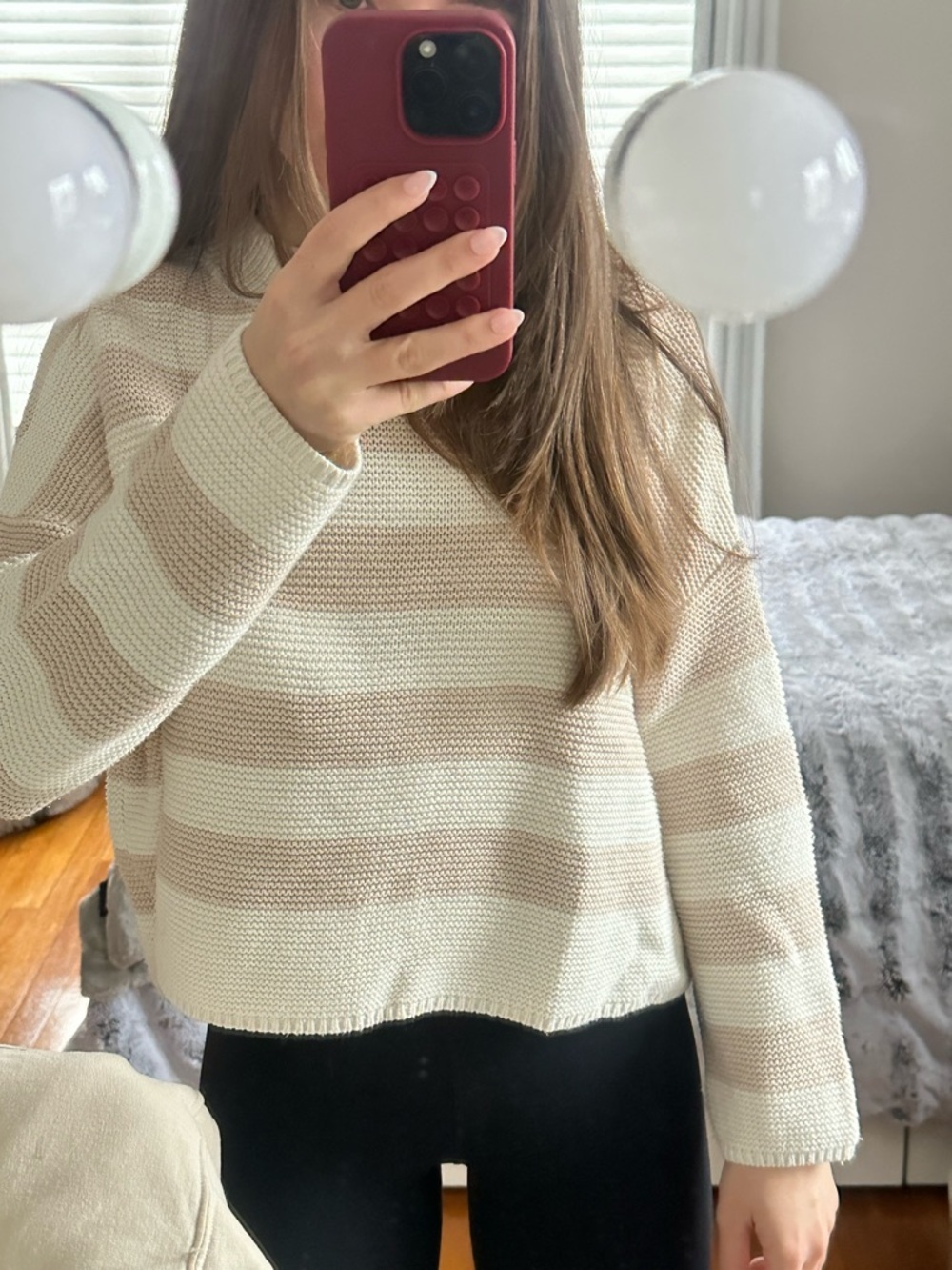 Women's Cream & Beige Striped Knit Sweater - Picture 3 of 3